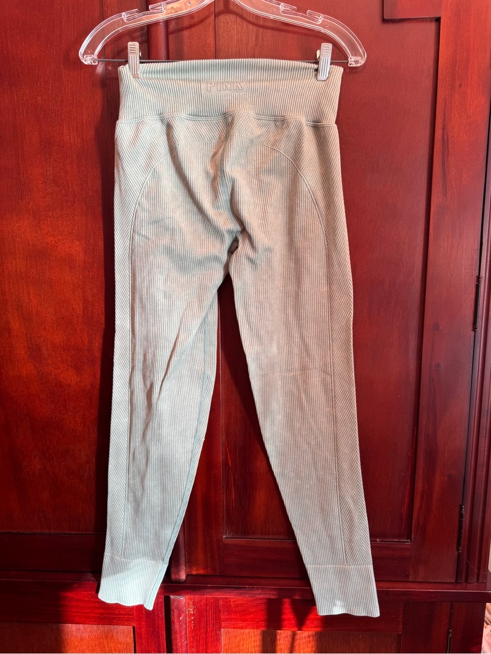 Victoria's Secret Pink Active pale green Ribbed High Waisted Joggers Leggings S - Picture 6 of 7